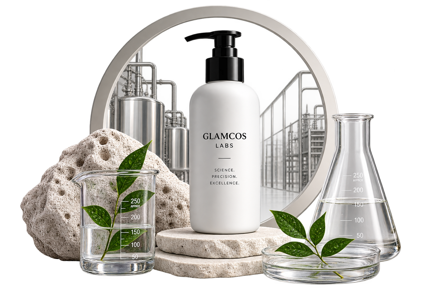 Glamcos Labs formulation chemist working with laboratory samples