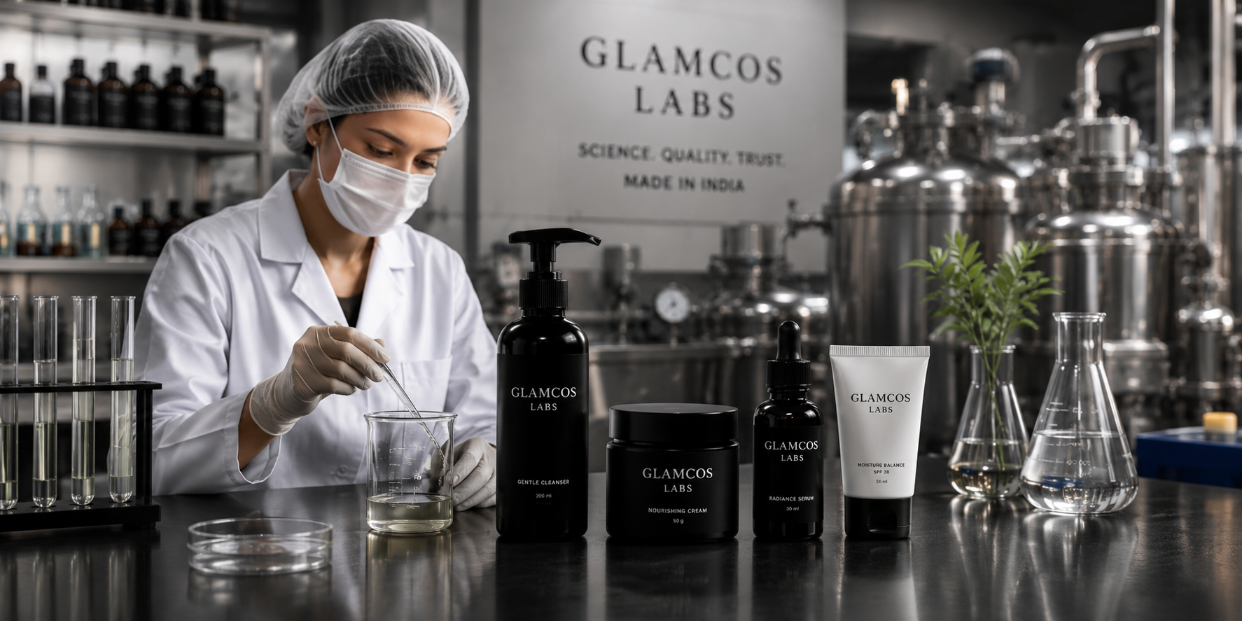 Glamcos Labs product development and manufacturing